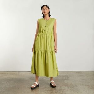 Everlane The Tiered Midi Dress Green Base - Size S
